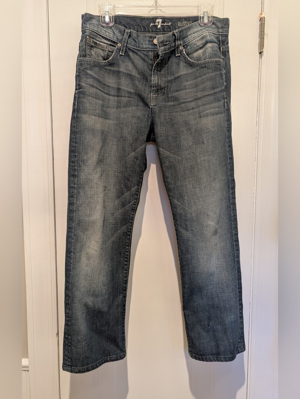 7 For All Mankind Austyn Style Vintage Wash Straight Leg Jeans - Faded Blue